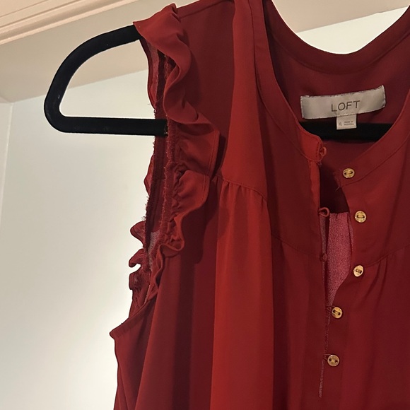 LOFT Deep Rust Ruffled Blouse - Picture 4 of 9